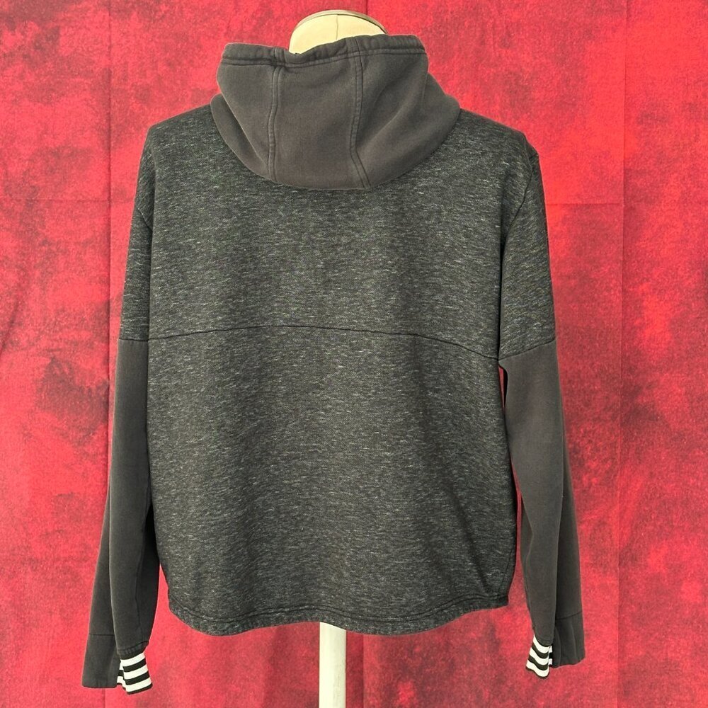 ADIDAS MEN'S GRAY & DARK GRAY HOODIE THREE -STRIPES ON THE CUFFS, L (LARGE) - Picture 2 of 13